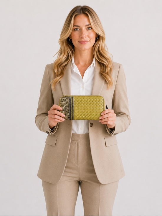 Bottega Veneta Handbags - Yellow Woven Wallet with Zipper